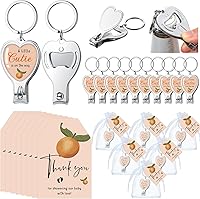 Vista 12 de Wesiti 36 juegos de llaveros para baby shower, con cortaúñas y abridor de botellas, tarjeta de agradecimiento y bolsa de organza