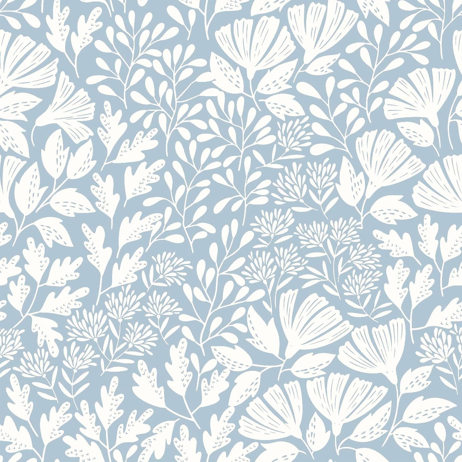 Safiyya 17.3''x196'' Floral Peel and Stick Wallpaper Blue and White Contact Paper Boho Wallpaper for Bedroom Bathroom Waterproof Removable Wall Paper 17.3" x 196" Blue and White