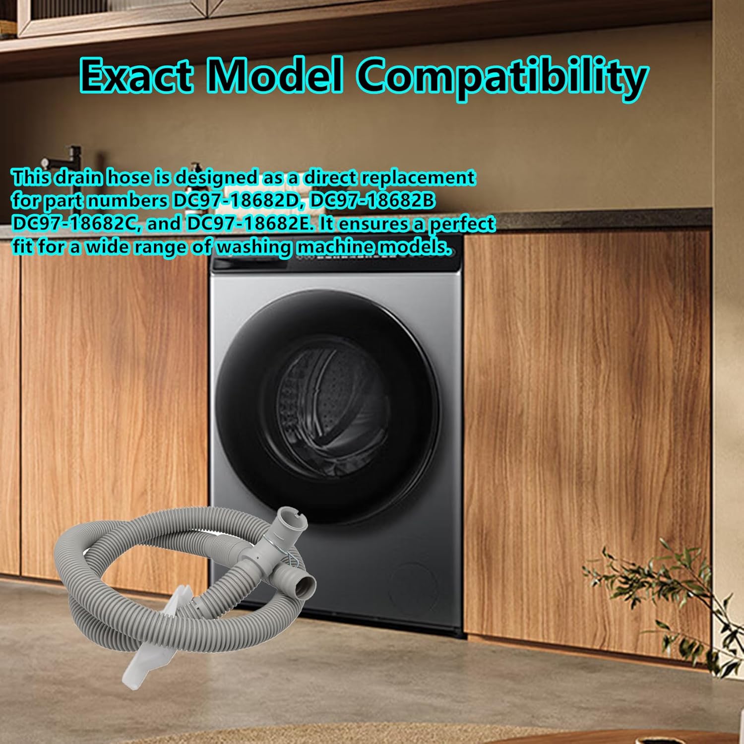 DC97-18682D DC97-18682B Washer Drain Hose Assembly Replacement for Samsung Clothes Washer Drain Hose Compatible with DC97-18682C DC97-18682E