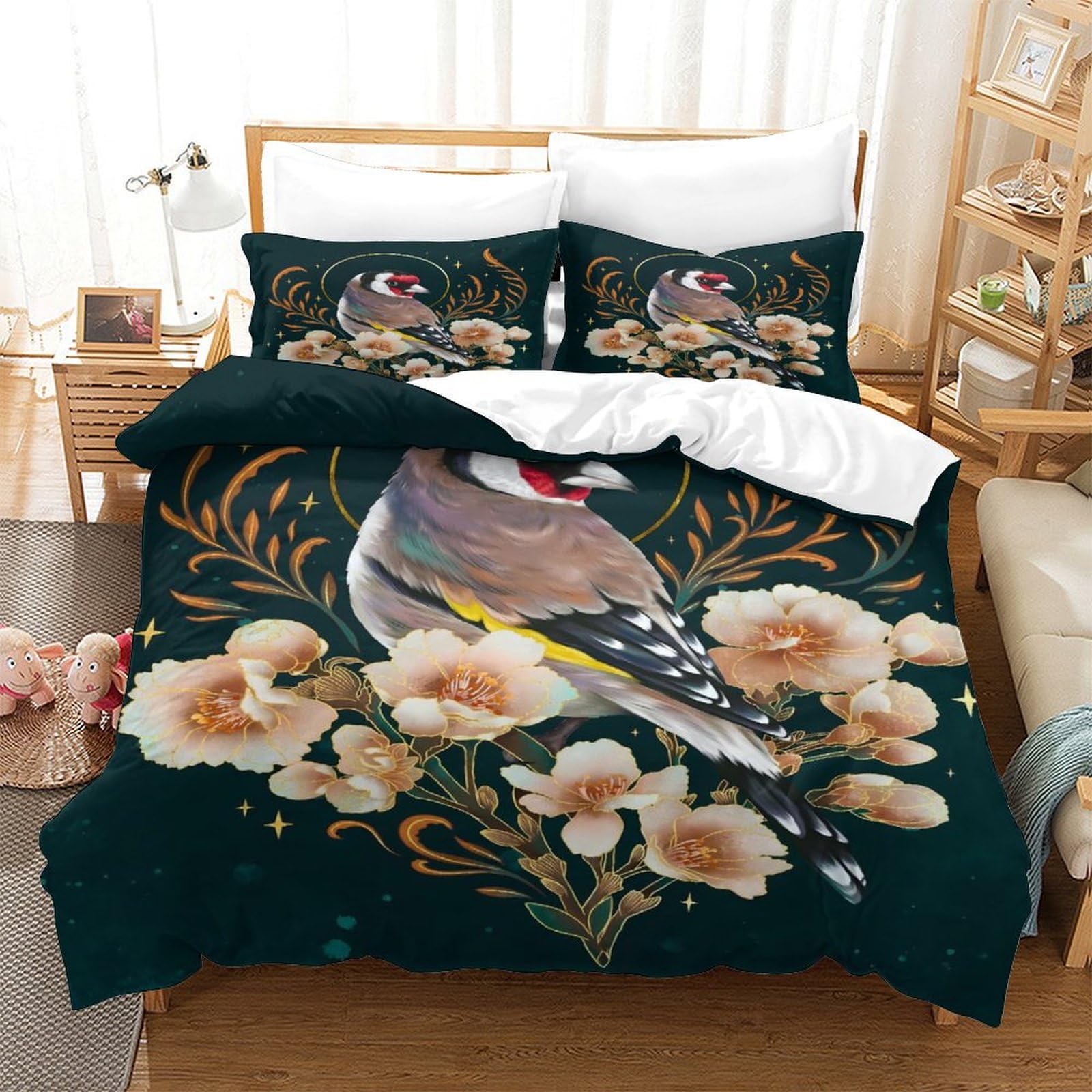 Cadeau enfant parure de lit perroquet housse de couette oiseau 3D