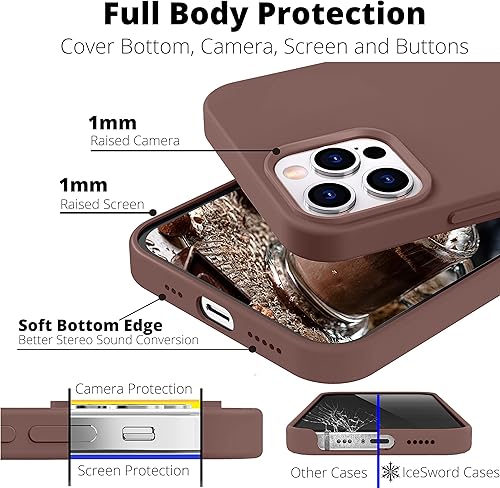Miniatura 3 de IceSword Funda para iPhone 12 y iPhone 12 Pro de 6.1 pulgadas (2020), funda de silicona líquida, paño de microfibra suave, castaño de nogal mate,