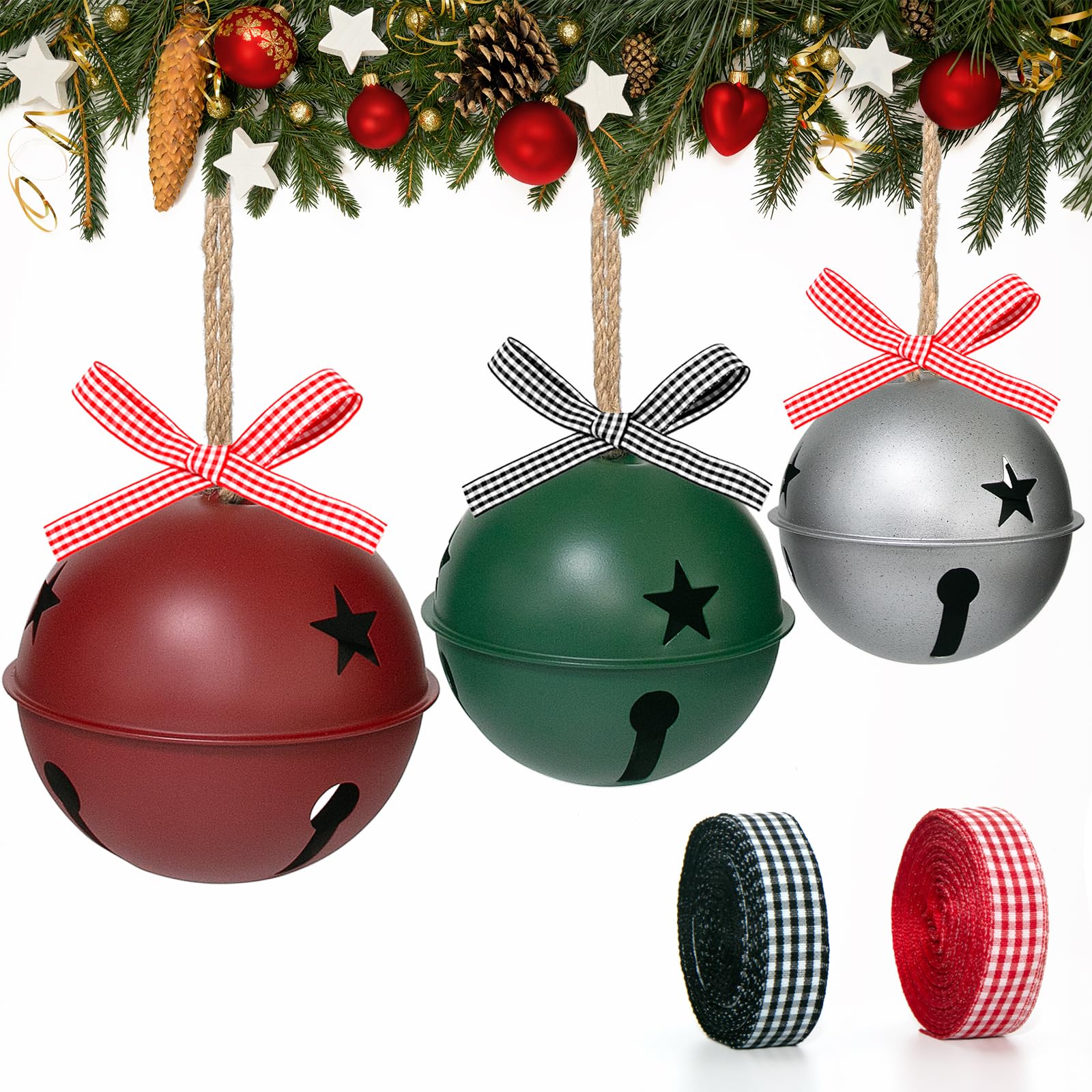 4 Campanas Navideñas Vintage Doradas Con Cuerda De Yute – Adorno Para Árbol, Guirnalda Y Manualidades – Sonido Relajante