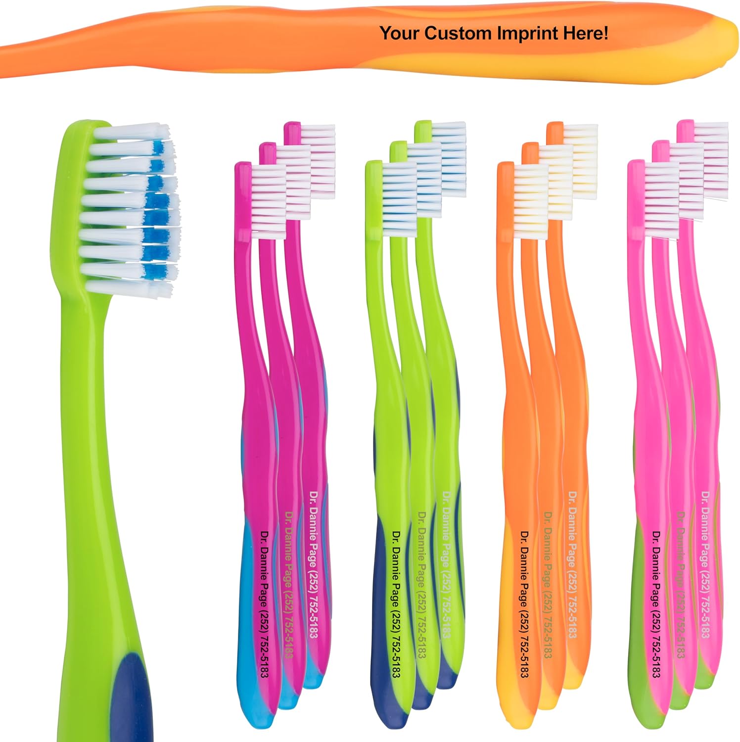 Practicon Personalized SmileGoods Y341 Child Toothbrush, 34 Tuft, Soft Bristle, 144 Individually Packaged Premium Kids Toothbrushes, Assorted Colors Bulk Pack