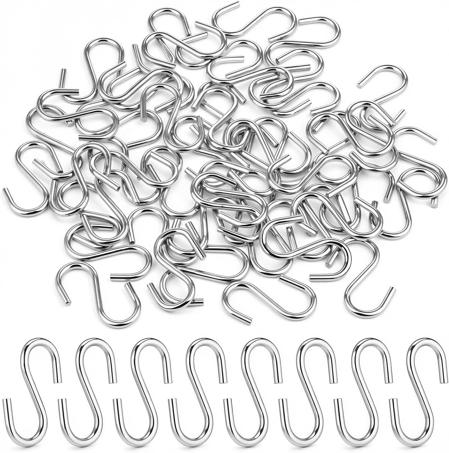 50 PCS Heavy Duty S-Shaped Hooks 1 Inch S Wire Hanger‌ Connectors Christmas Ornament Hooks Mini Small Metal S Hook Iron Wire for Hanging Wall Curtain Siding Jewelry Small Kitchenware Potted Plants