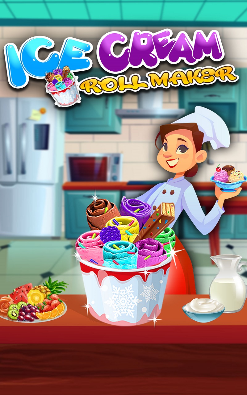 Ice Cream Roll Maker Ice Popsicle & ice cream cone cooking games