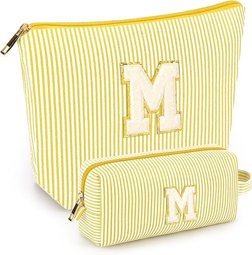 Miniatura 87 de 2 piezas de bolsas de maquillaje iniciales para mujeres: bolsa de cosméticos para viaje y artículos de tocador - Regalos de cumpleaños para niñas