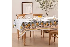Elrene Home Fashions Capri Lemon Double-Bordered Mediterranean Spring/Summer Fabric Tablecloth, 60x144