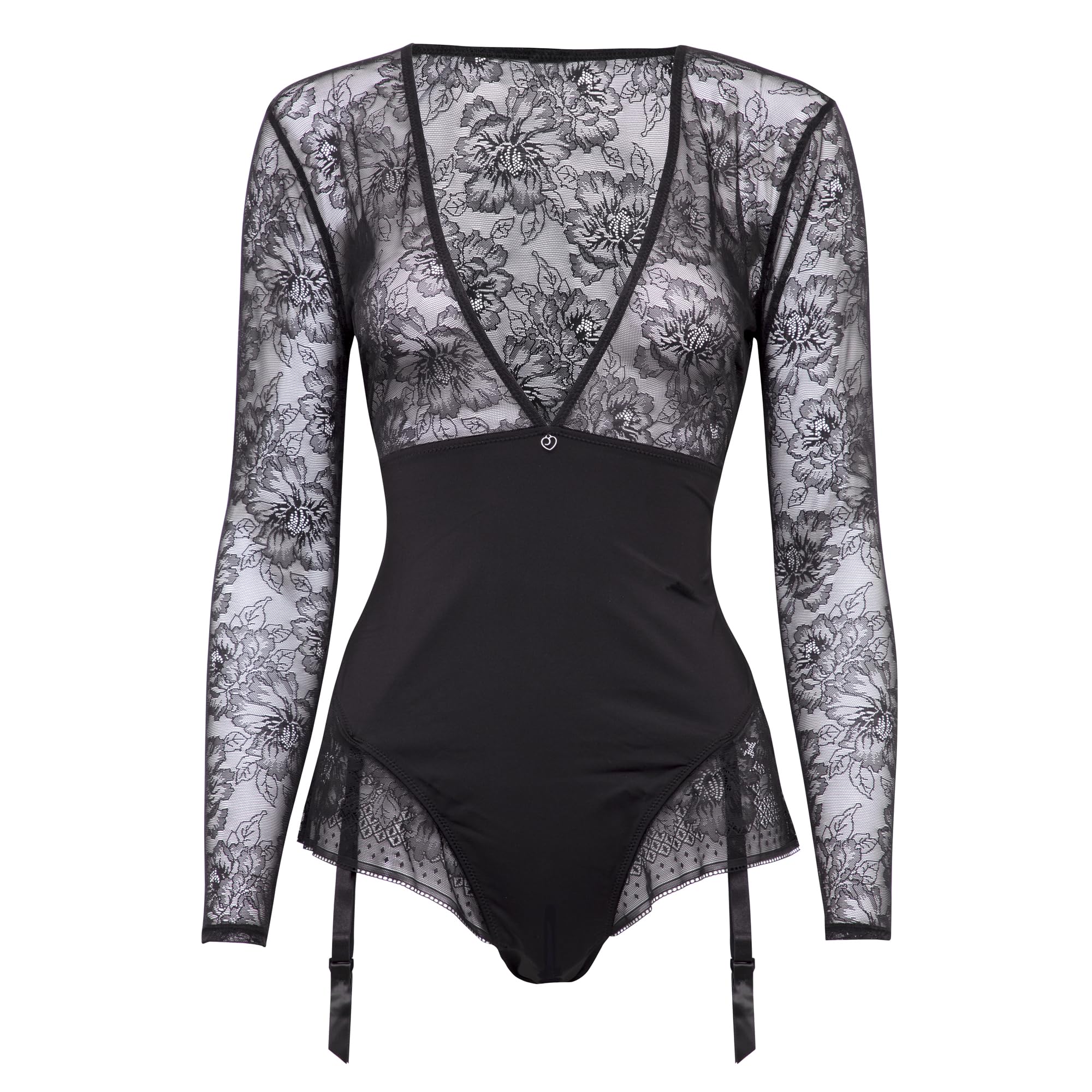 Lovehoney Lingerie Unisex Black Lovehoney Plus Size Hourglass Smoothing Long Sleeve Open-Cut Body - 3X / 4X