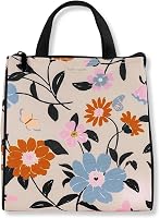 Kate Spade New York Floral Garden Insulated Lunch Tote - Portable Soft Cooler Bag with Silver Lining & Secure Zipper