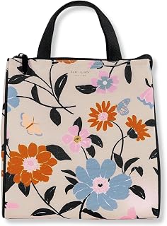 Kate Spade New York Floral Garden Insulated Lunch Tote - Portable Soft Cooler Bag with Silver Lining & Secure Zipper