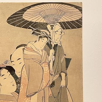 【真作】絵画　喜多川歌麿　木版画　美人茶運び図　江戸風情の一枚　X196 真作】絵画 喜多川歌麿 木版画 美人茶運び図 江戸風情の一枚