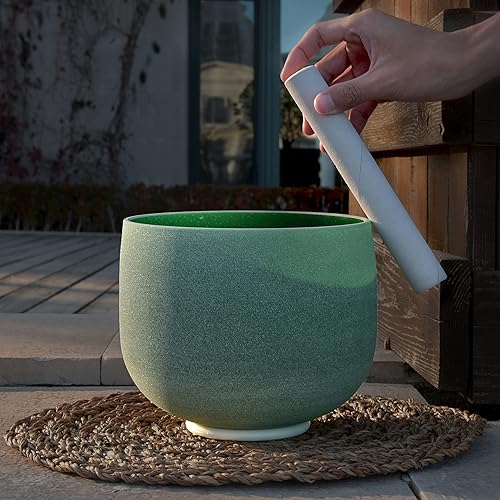 Miniatura 5 de TOPFUND Emerald Fusion E Note - Cuenco de cristal para cantar con plexo solar de 10 pulgadas con estuche de transporte resistente y mazo de gamuza