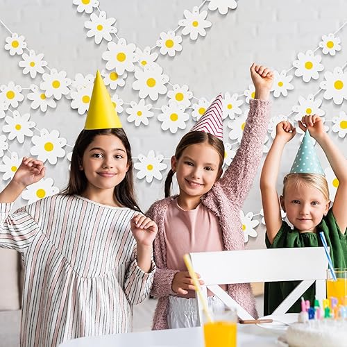 Miniatura 5 de Henoyso Paquete de 5 decoraciones de margaritas bohemias para fiesta, guirnalda de margaritas con recortes de flores hippie para verano, boda,