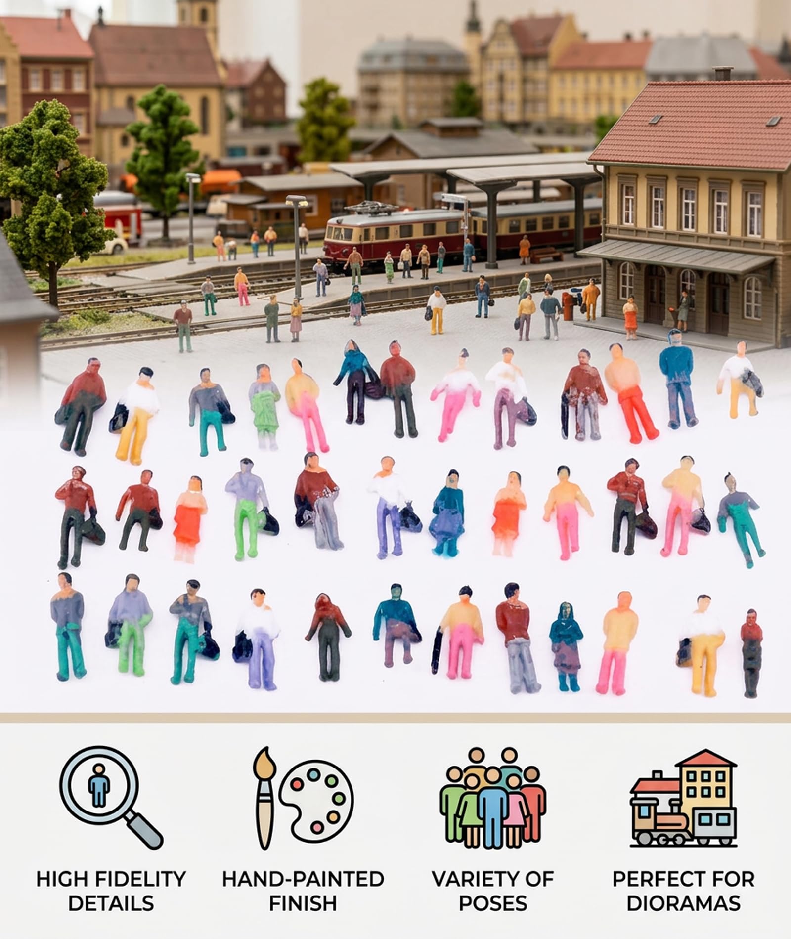 NHCDFA 150PCS Miniature Human Figures, Handcrafted Realistic Miniature Models for Display and Collection, Detailed Sculptures with Lifelike Features 2