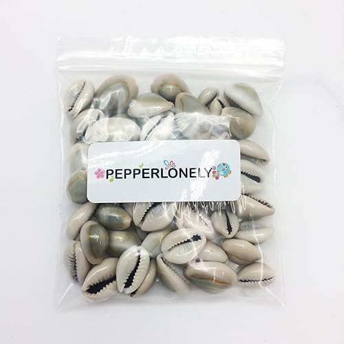 Miniatura 3 de PEPPERLONELY 50 conchas marinas de Cowrie con parte superior de anillo, conchas de cowries doradas, 12 pulgada  1 pulgada
