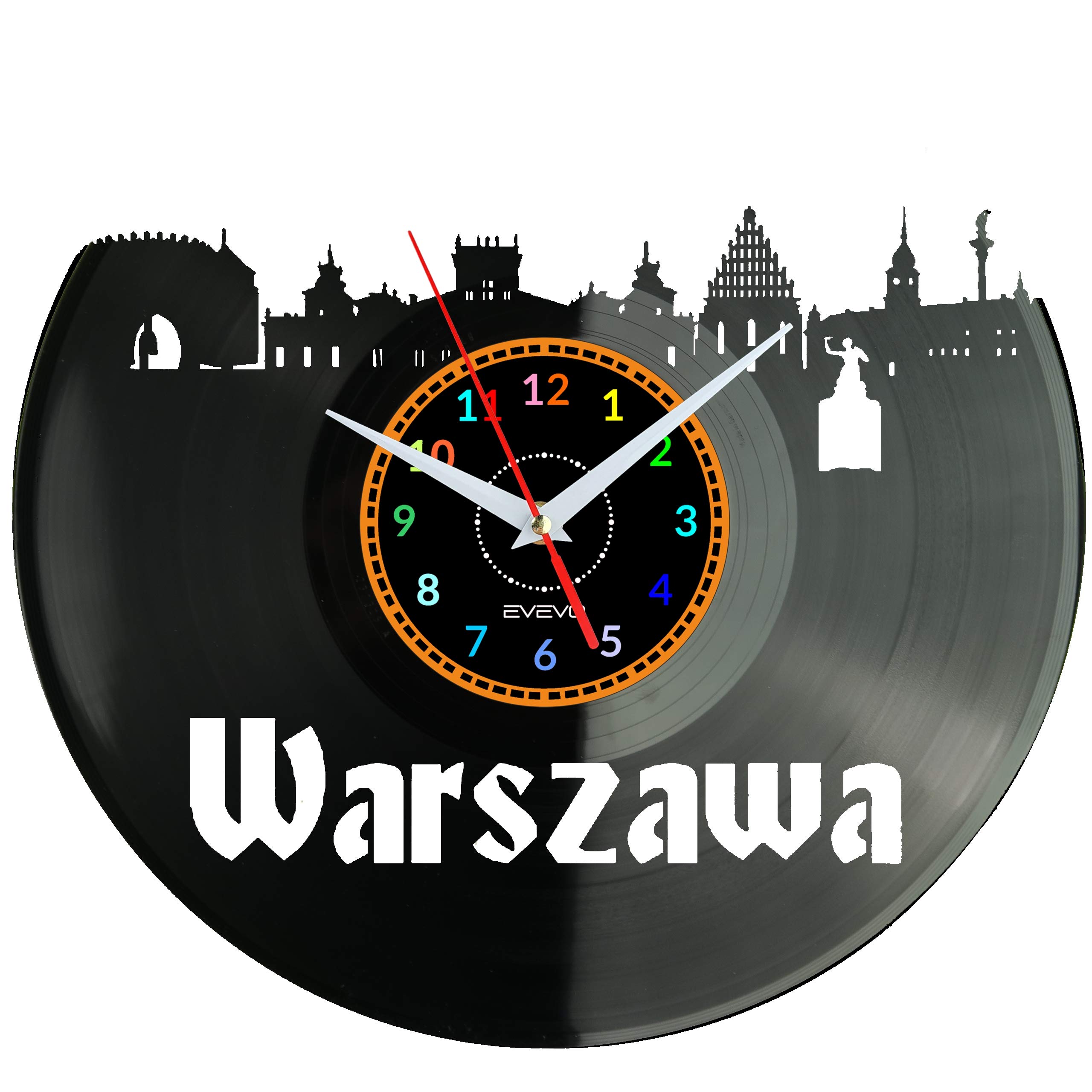 Horloge murale moderne vinyle Varsovie W1007 déco murale noire