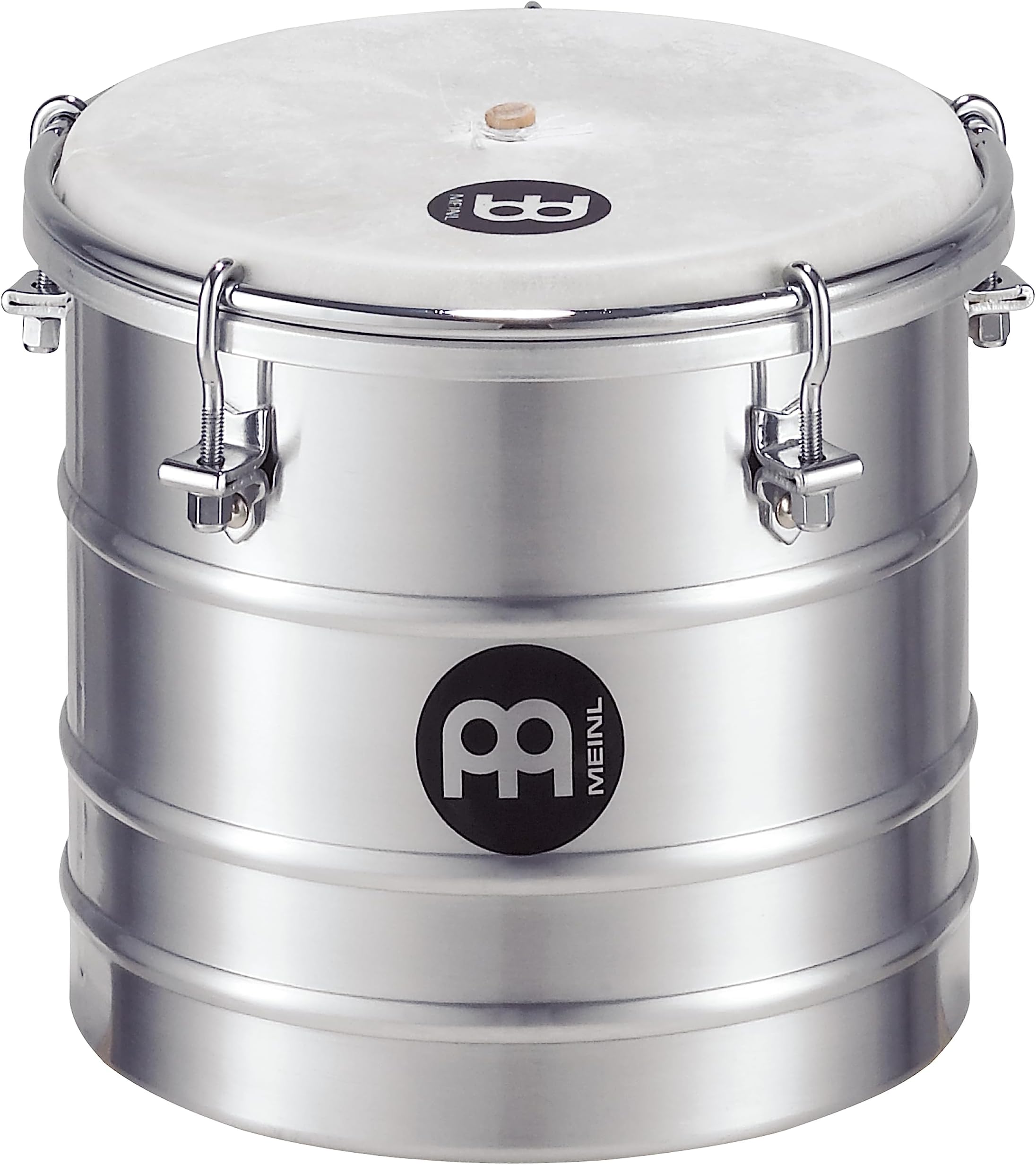 Aluminum Series Cuica - Extra Small Hand Drum with Goat Skin - 6 Inches Height - Aluminum, Silver (QW6)