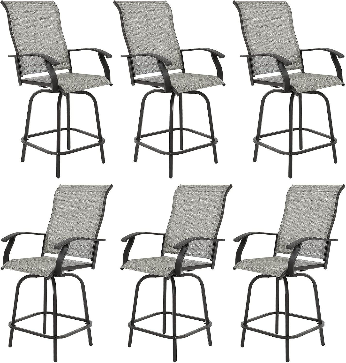 UDPATIO Patio Swivel Bar Stools Chair of 6, Outdoor Bar