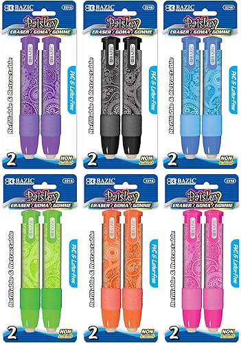 BAZIC - Borradores retráctiles de cachemira, borrador de lápiz mecánico, borrador de clic de gran tamaño para bocetos de dibujo artístico