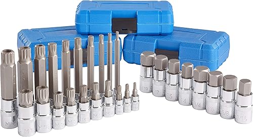 J&R Quality Tools Juego de llaves hexagonales y XZN de 12 puntos MM Triple Square Spline Bit Set de dados a prueba de manipulaciones