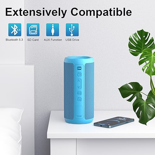 Miniatura 6 de Ortizan Altavoz Bluetooth portátil inalámbrico, IPX7 impermeable, a prueba de polvo y a prueba de óxido, potente sonido de 24 W, graves mejorados,