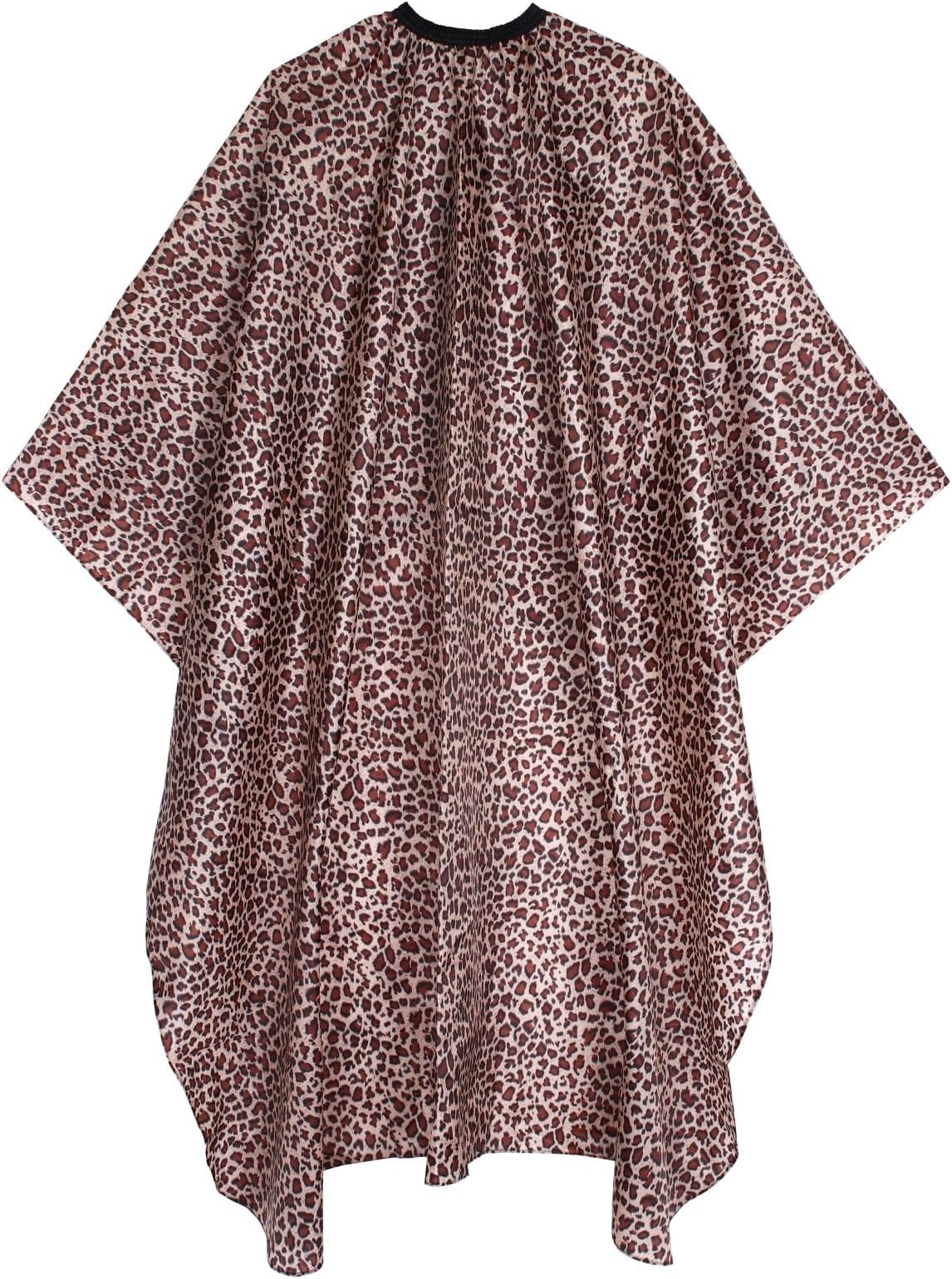 Waterproof Leopard Hair Cutting Cape - 64" x 56" Salon Cape with Adjustable Neckline for Professional Stylists and Home Use
