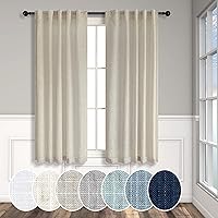 Vista 86 de Cortinas de lino natural semitraslúcidas Pitalk de 36 pulgadas de ancho para sala de estar, juego de 2 paneles con pestaña trasera, cortinas