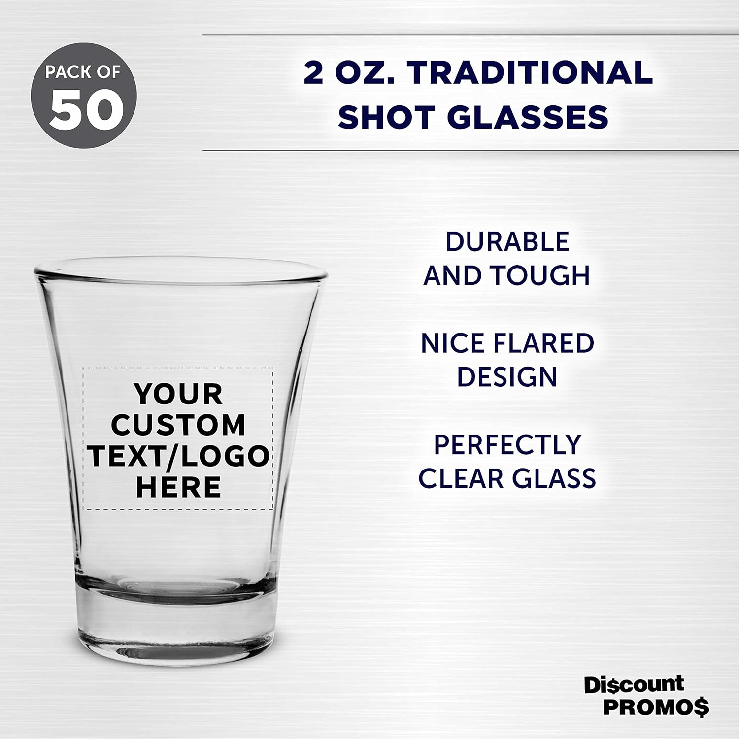 Custom Shot Glasses 2 oz. Set of 50, Personalized Bulk Pack - Great for Wedding, Party, Birthday, Gifts - Black