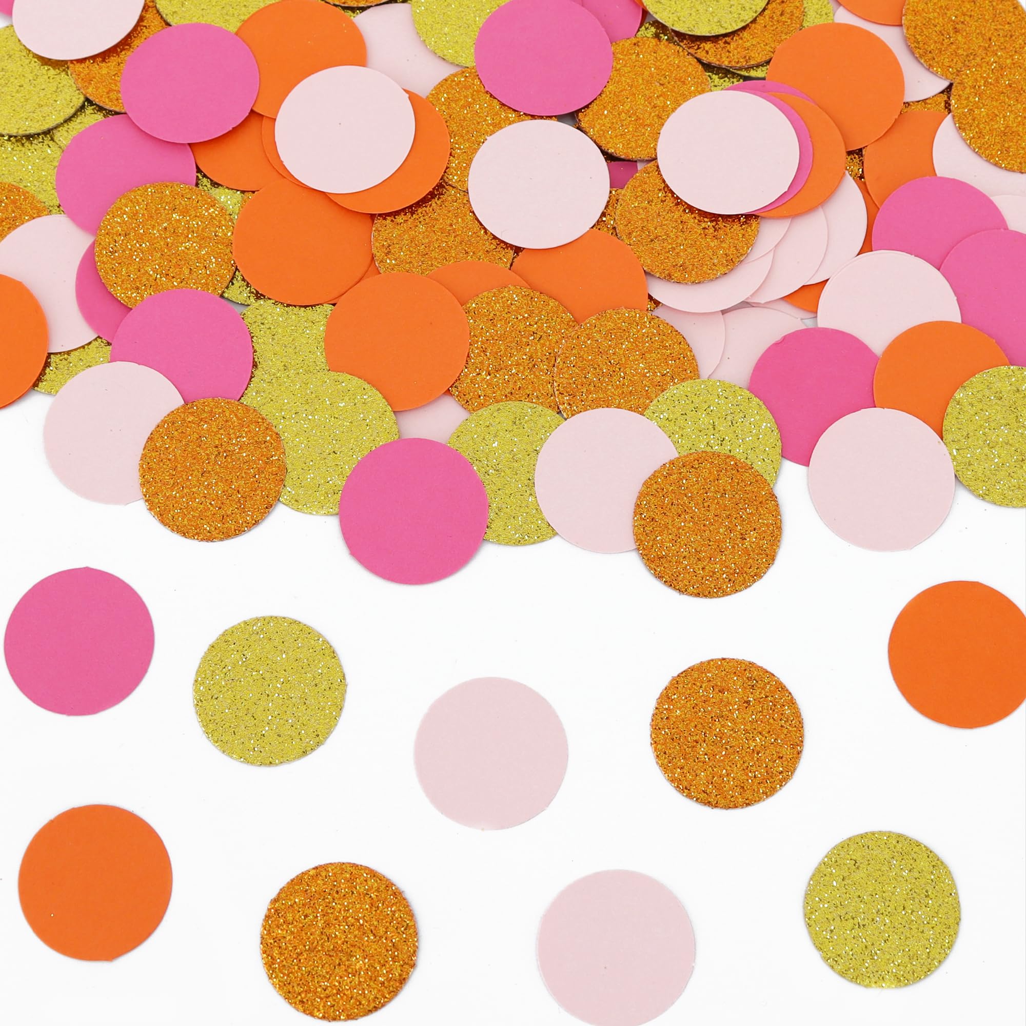 200Pcs Glitter Round Confetti Pink Orange Gold Paper Table Confetti