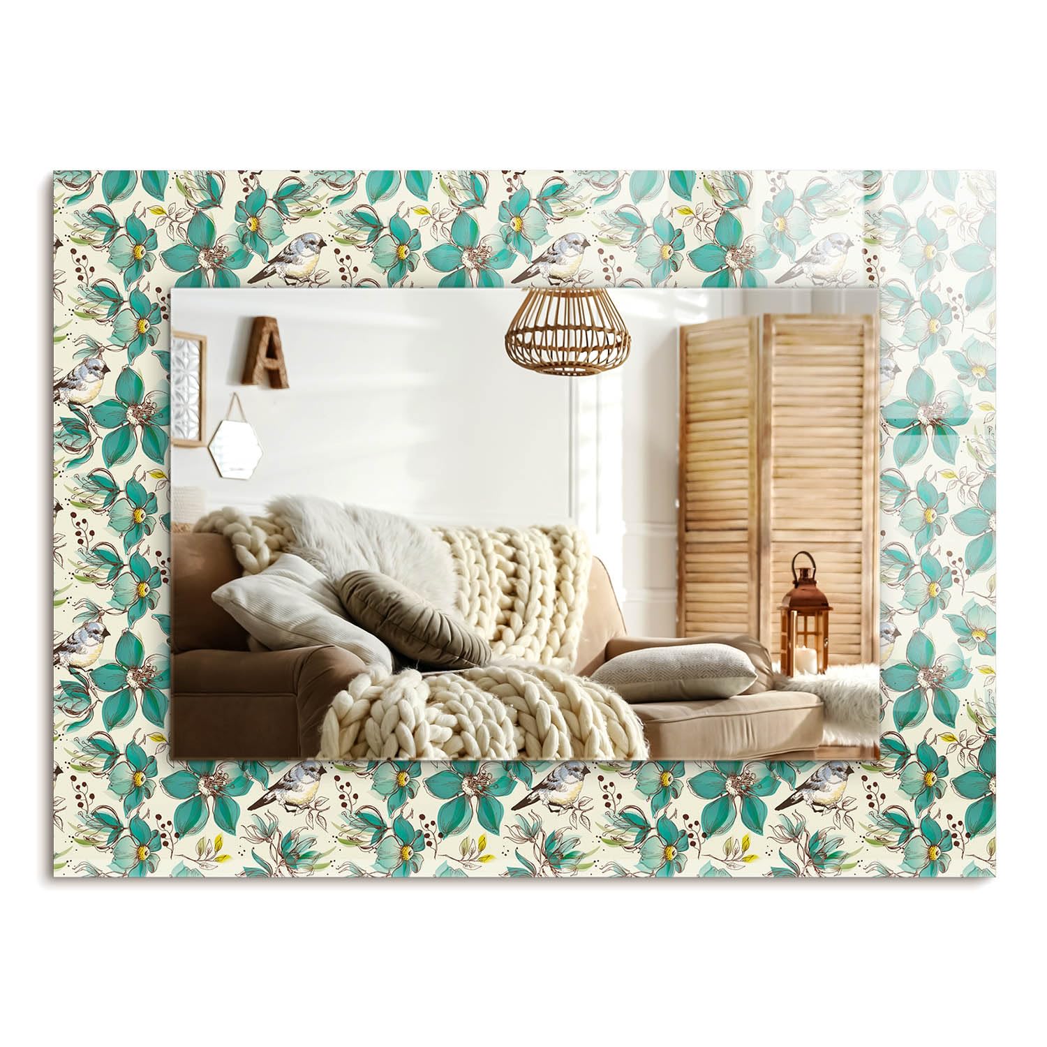 Miroir moderne 80x60 cm décoration murale rectangulaire pour chambre et salle de bain