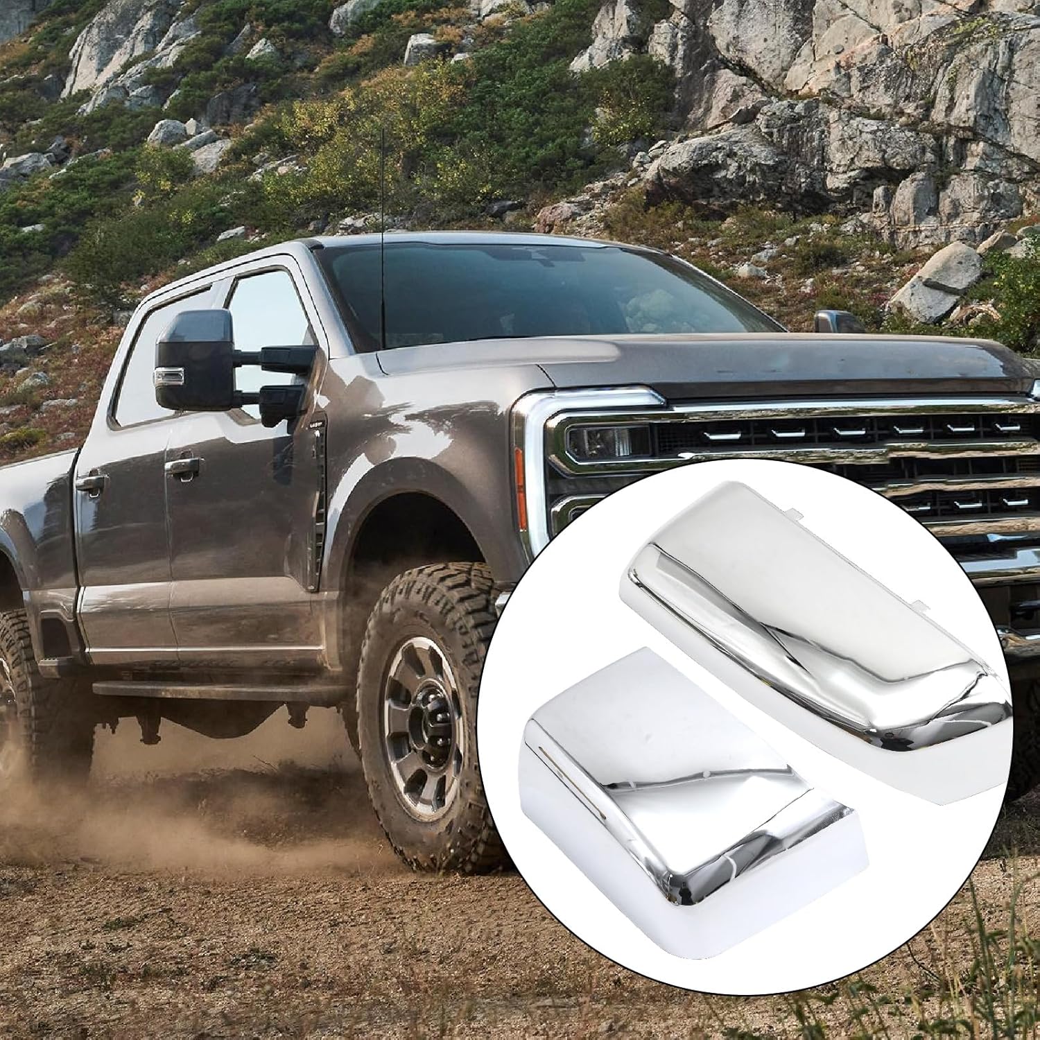 1 Pair 23444125 23444126 Tow Mirror Cap Covers, Chromed Tow Mirror Caps, Replacement for Chevy Silverado Replacement for GMC Sierra 2014-2019, 23444119 23444120