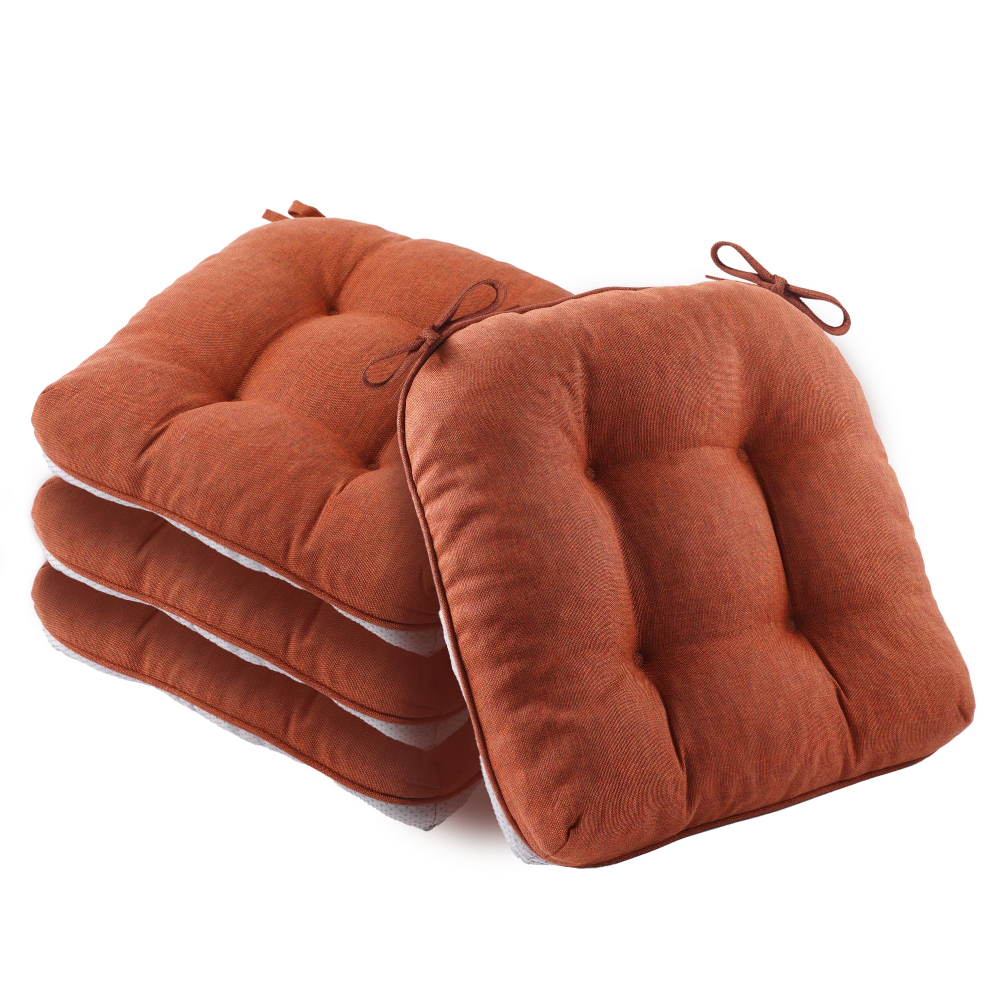 Battilo Chair Cushions for Dining Chairs, 15.5"x15.5"x4", 4 Pack, Caramel
