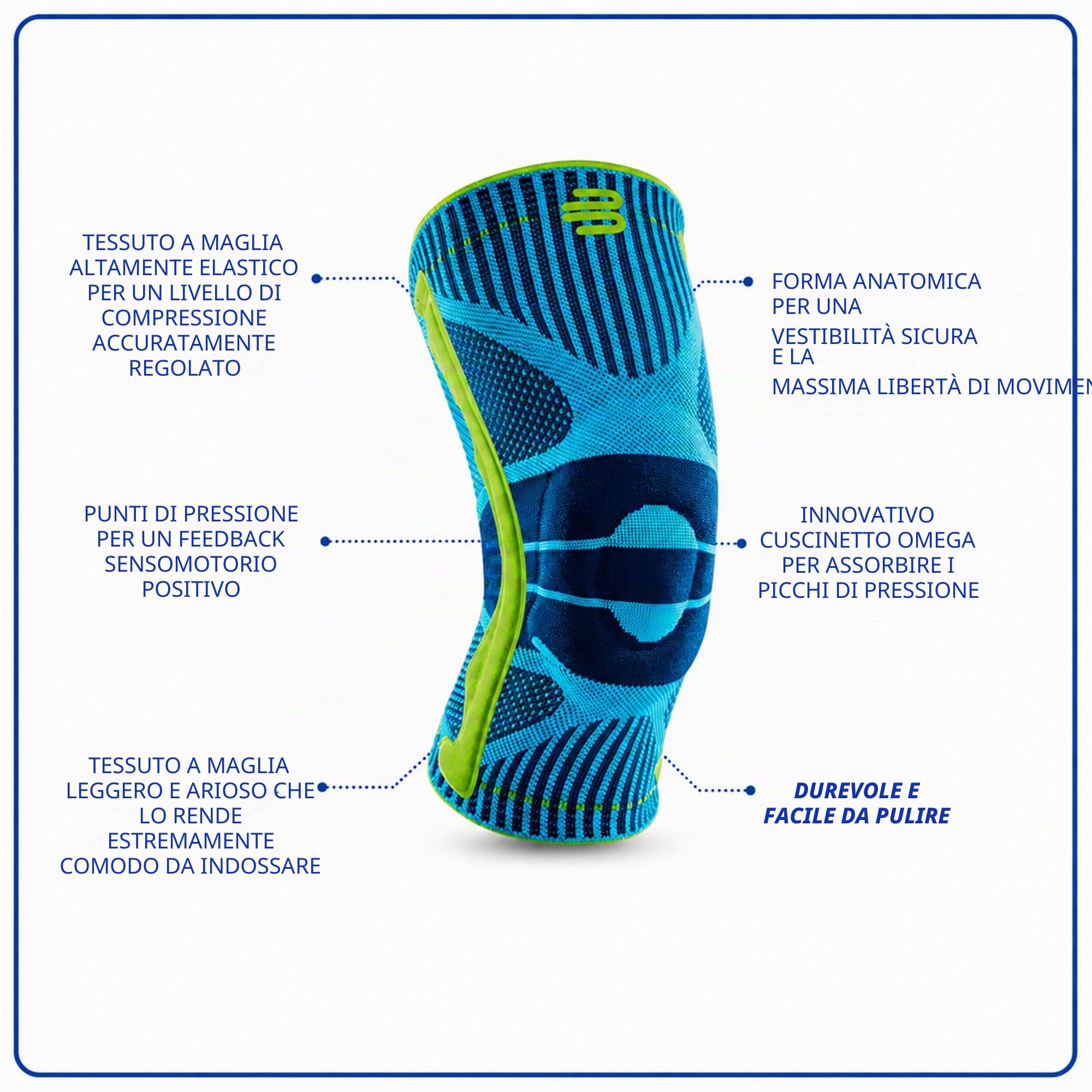 BAUERFEIND Ginocchiera Knee Support con anello di silicone, Indossabile a destra e sinistra | Ginocchiera a compressione con supporto rotula per stabilità, comfort e prestazioni durante lo sport e l'esercizio fisico