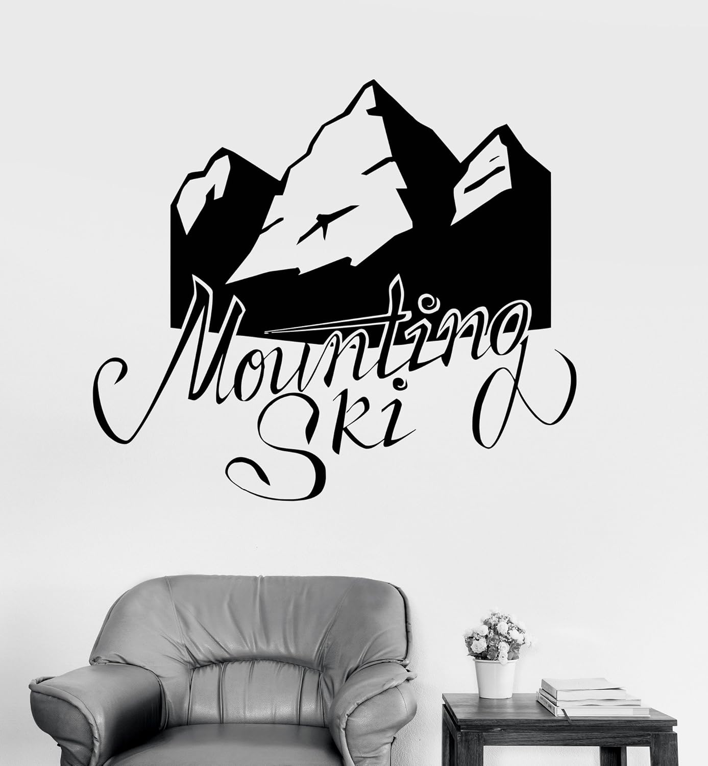 Wallstickers4you Large Vinyl Wall Decal Sky Mountain Ski Skiing Sports Decor Stickers Mural (ig3469) White