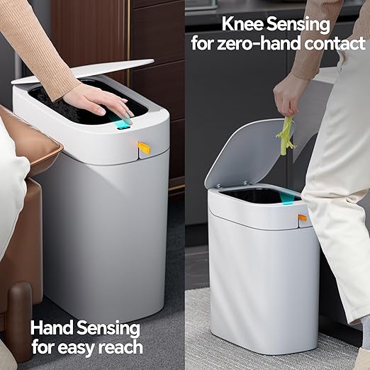 Cubo de basura CTIME con sensor, 3.5 gal, blanco miniatura 4