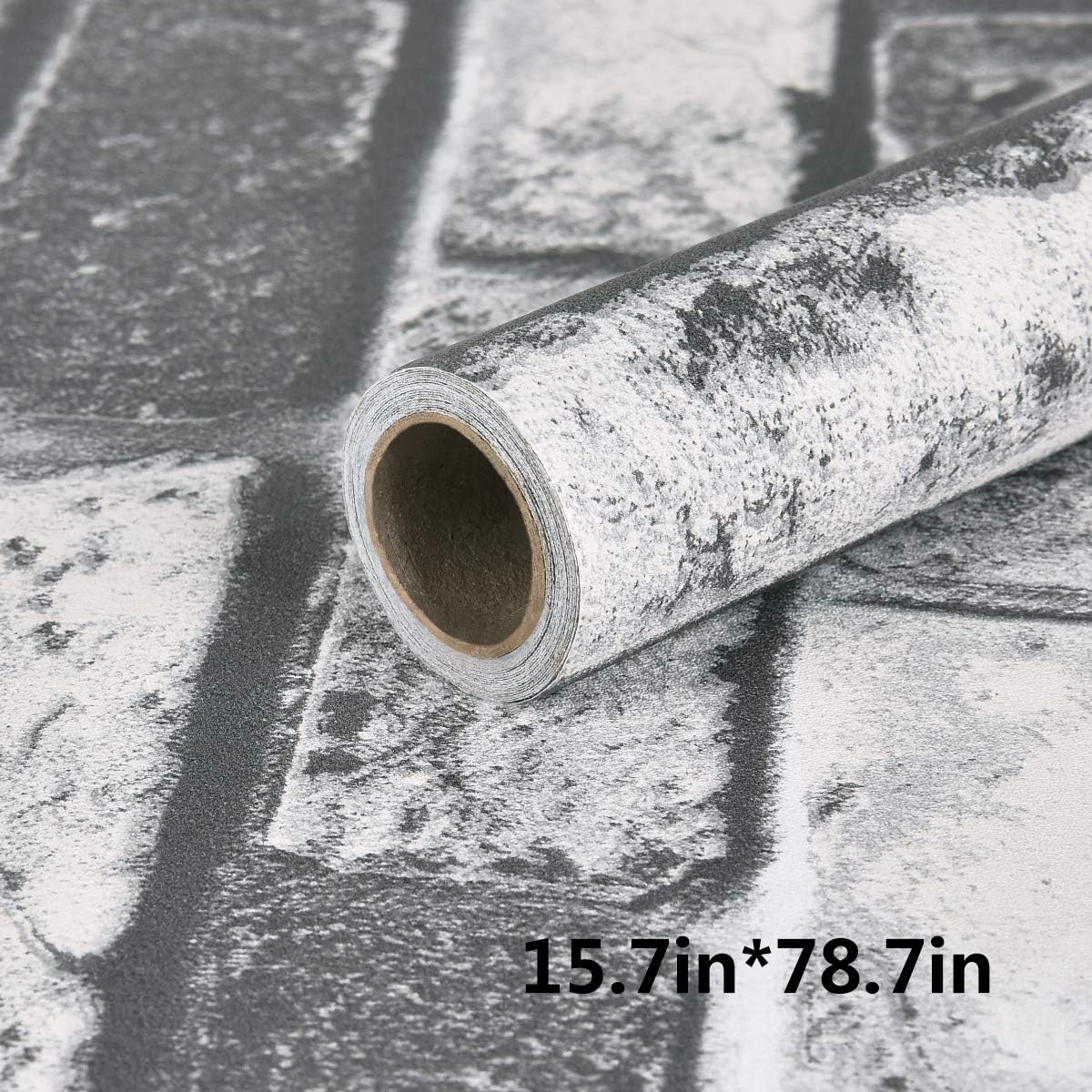 Mecpar Brick Contact Paper 15.8" x 78.8" Brick Peel and Stick Wallpaper Faux Brick Textured Wallpaper Removable Self Adhesive White Gray Wallpaper Waterproof for Christmas Room Background Shelf Home