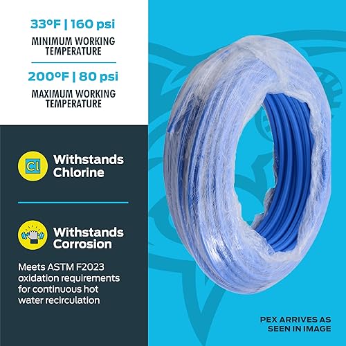 Miniatura 5 de SharkBite - Tubería de agua flexible PEX azul de 12 pulgadas x 300 pies para fontanería, PEX-B, U806B300