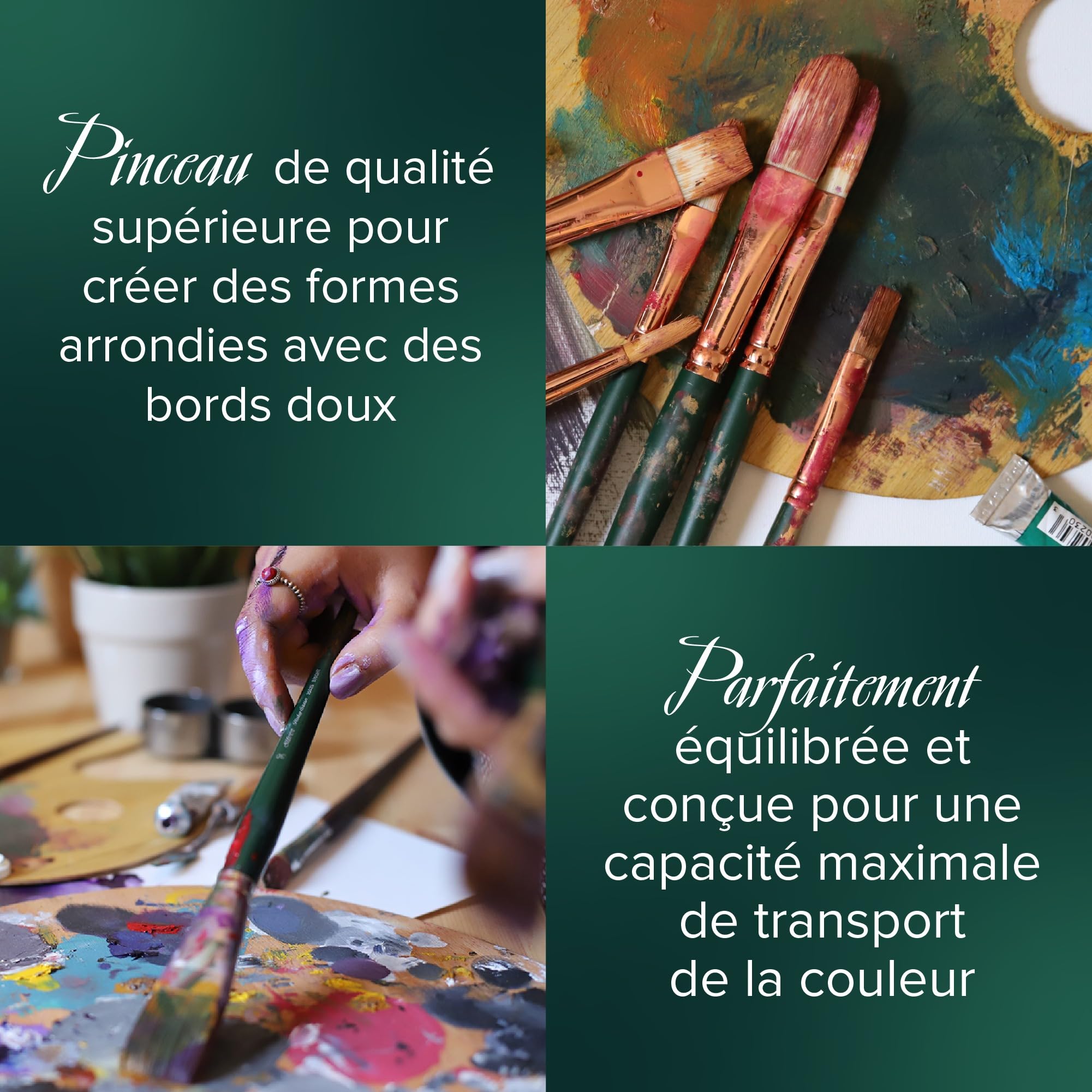 Silver Brush Limited GP-1050 Grand Prix Lot de 5 pinceaux ronds plats et brillants Filbert Taille 4 Manche long