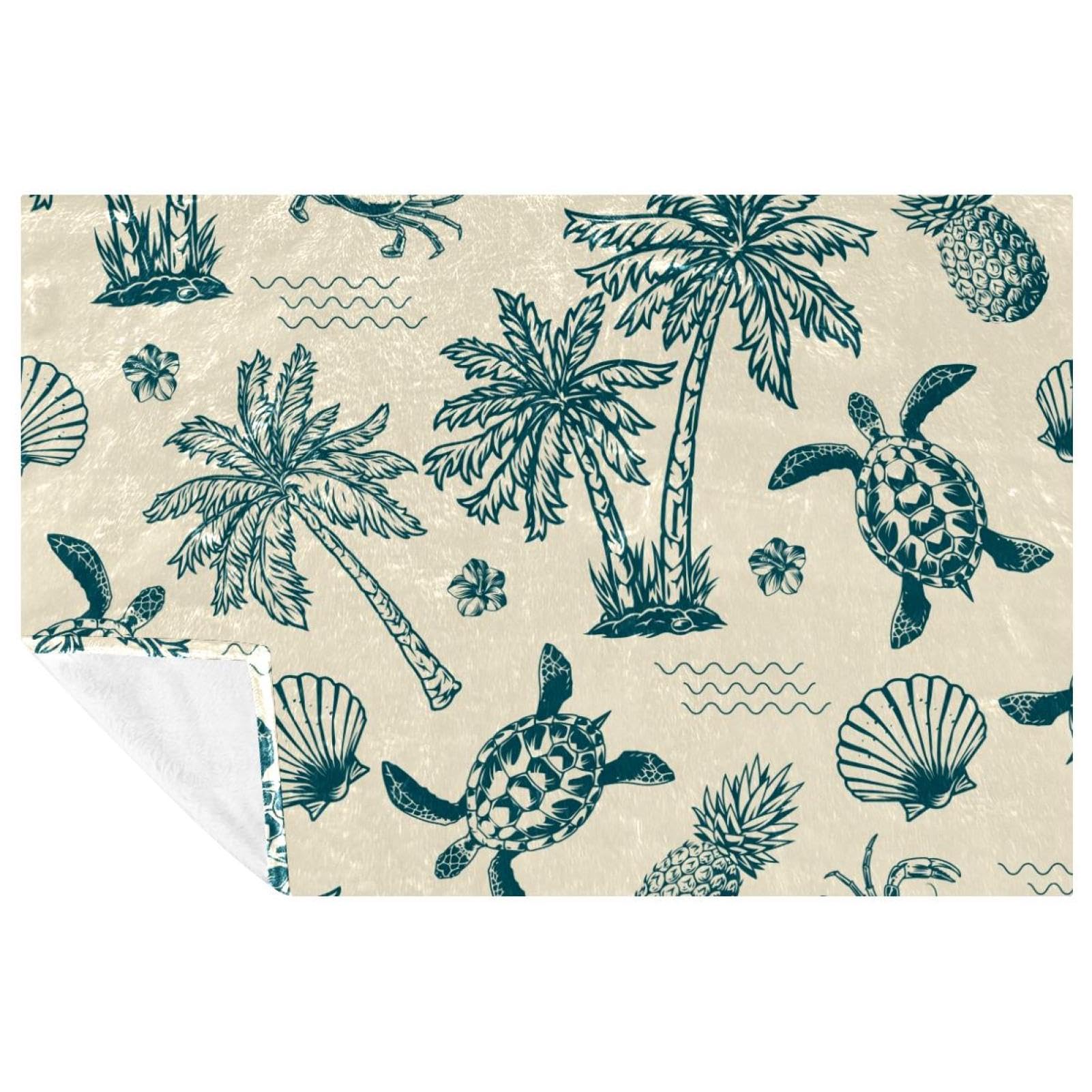 Couverture douce imprimé palmier et ananas pour lit et canapé 150x100cm