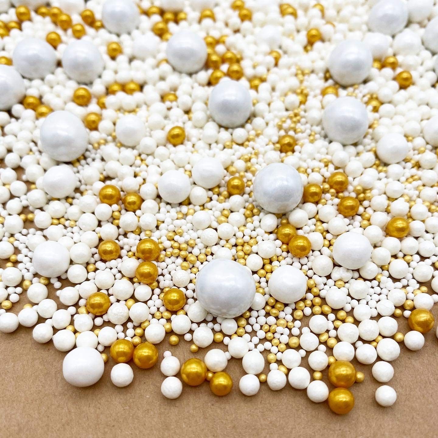 Buy White and Gold Pearls Sprinkle Mix by Simply Sucré Pearl