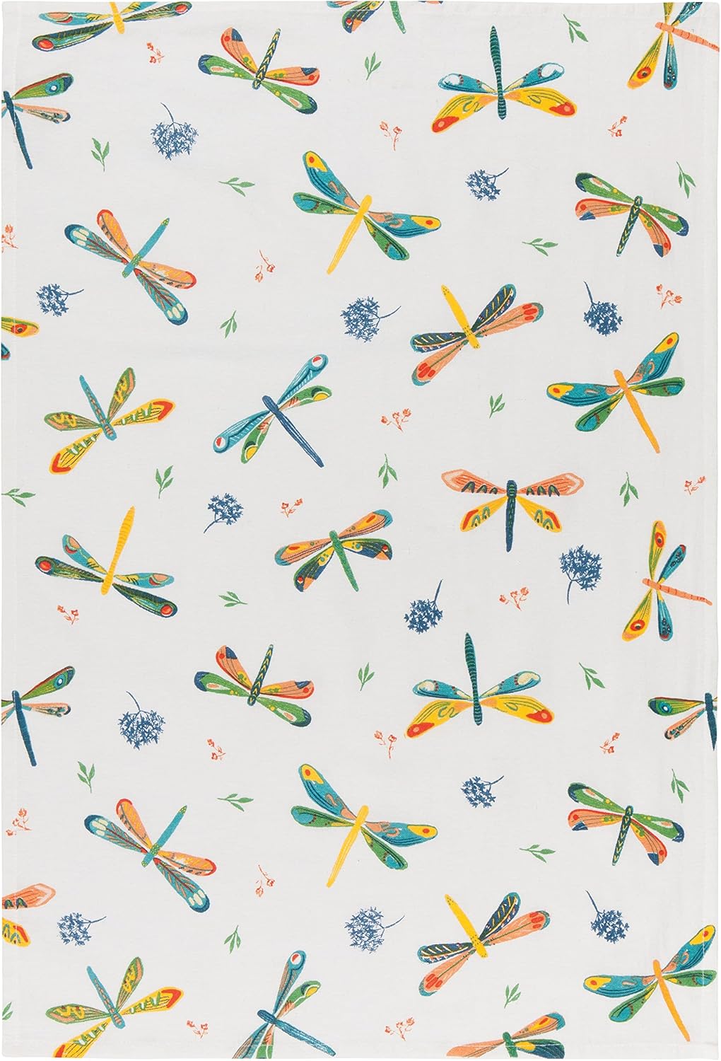 Now Designs Floursack Kitchen Towels Quick Dry Cotton Hand Towel Set, 3 Count, Dragonfly, 20 x 30 in