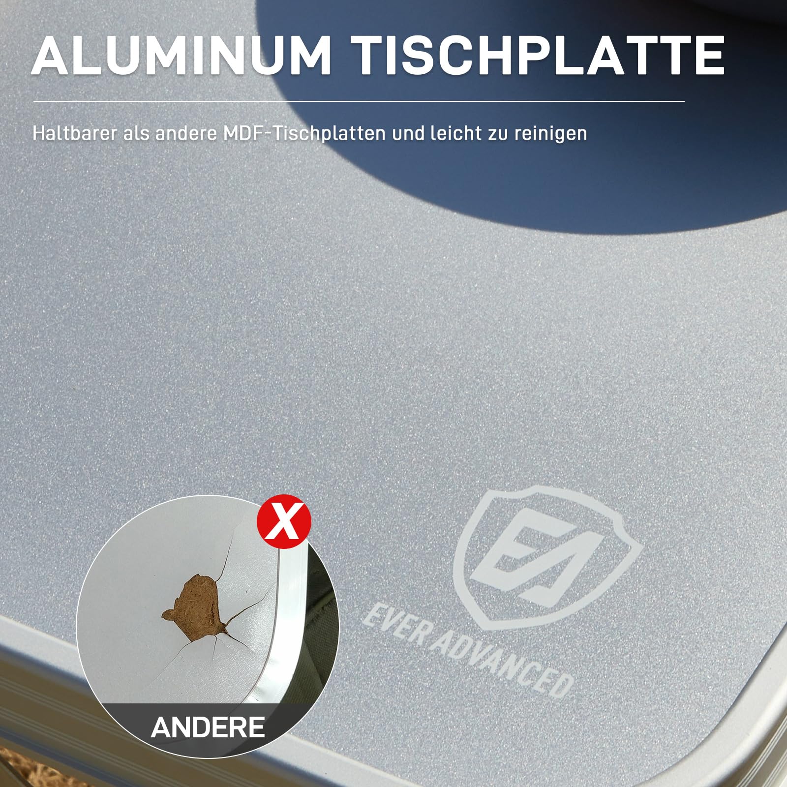 EVER ADVANCED Campingtisch Klappbar Alu Klapptisch 120 x 60cm Höhenverstellbar mit Stauraum 50KG Belastbar, Gartentisch für 4-6 Personen, Campingschrank Kleines Packmaß für Picknick Grillen Outdoor