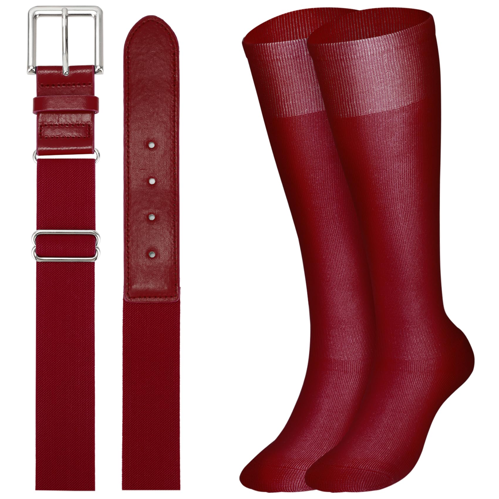 XZQTIVE Baseball Softball Socks and Baseball Softball Belt Combo Set Knee-High Soccer Socks for Kids Youth Adult