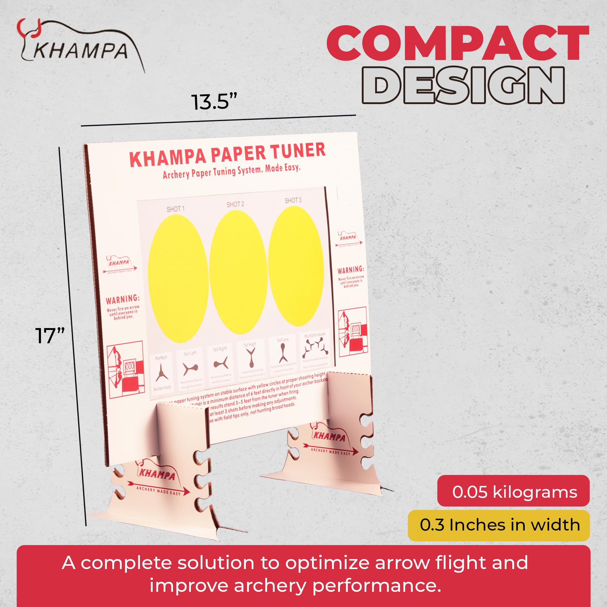 KHAMPA Paper Tuner for Archery Hunting | 12-Sheet Paper Tuning System for Accurate Arrow Flight Alignment | Archery Practice & Bow Tuning Accessory