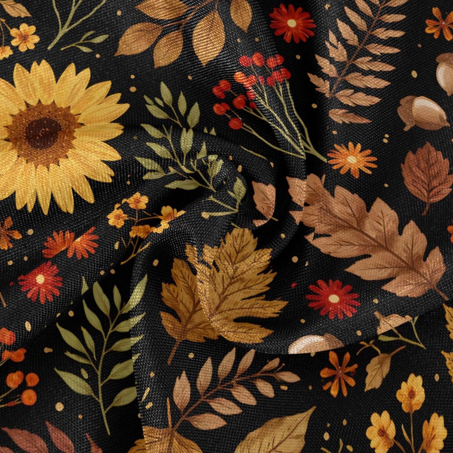 MNSRUU Round Tablecloth Sunflowers with Maple Table Cover Round 60" Waterproof Table Protector for Outdoor Wedding Party Dining Room Table