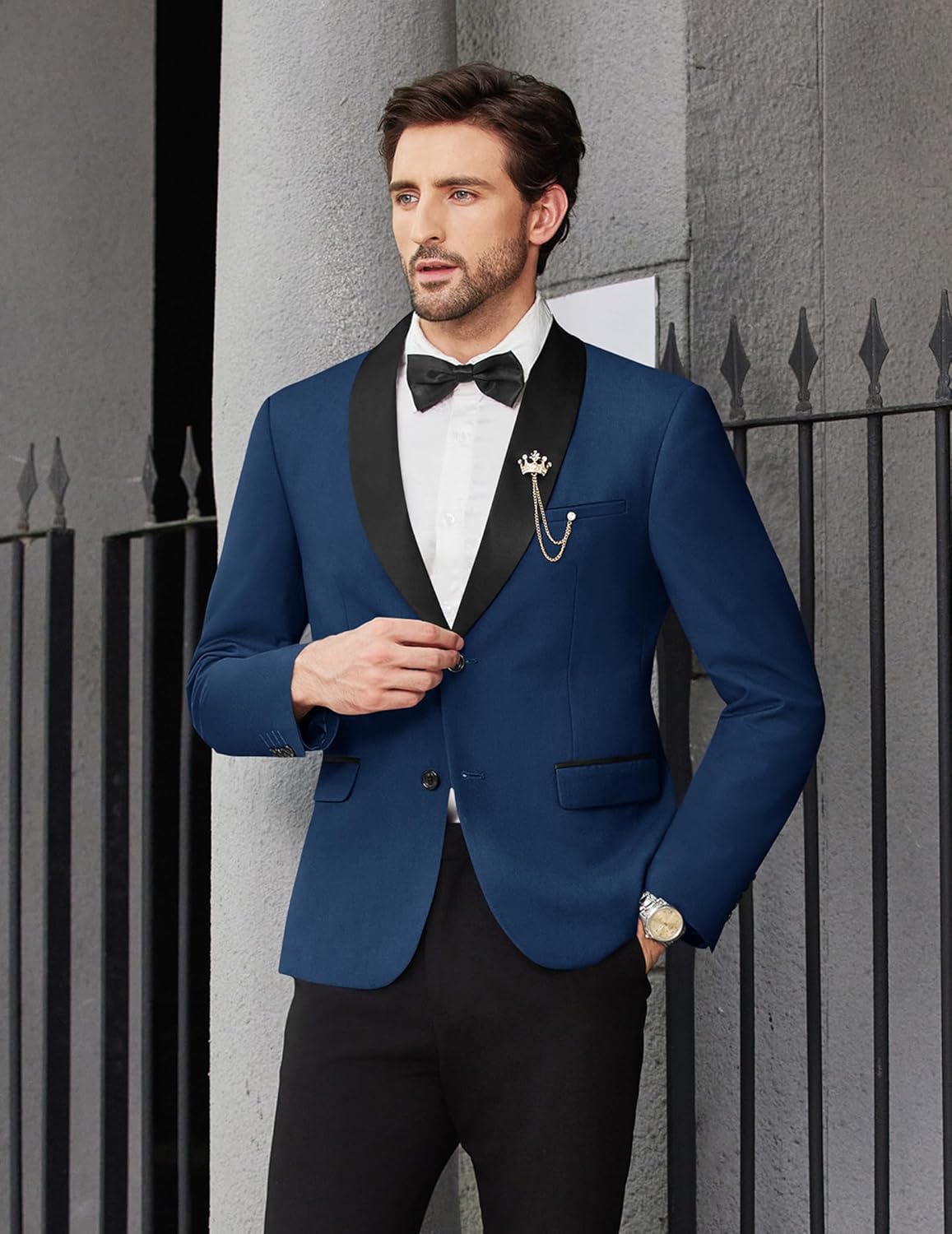 COOFANDY Men Tuxedo Jacket Slim Fit Blazer Suit Jacket Prom Dinner Party Wedding - Image 2