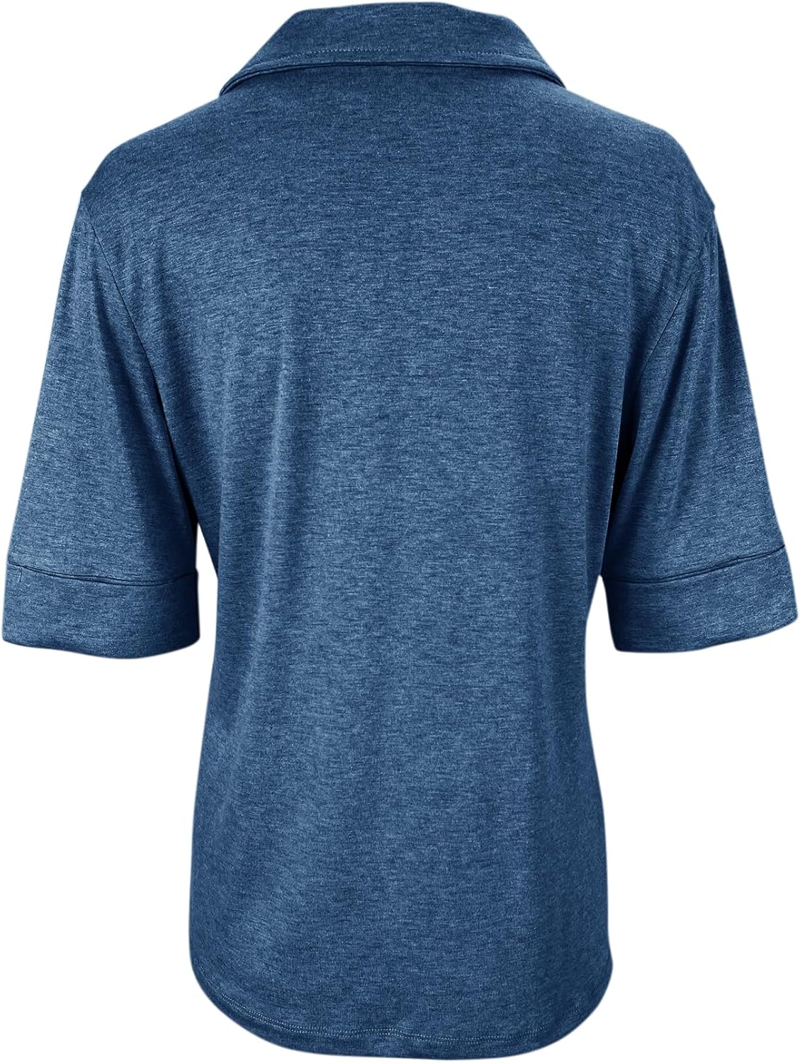 Minclouse Women's Elbow Sleeve Collared Tee Casual Relaxed Fit Tops V Neck Summer Blouse - Image 4