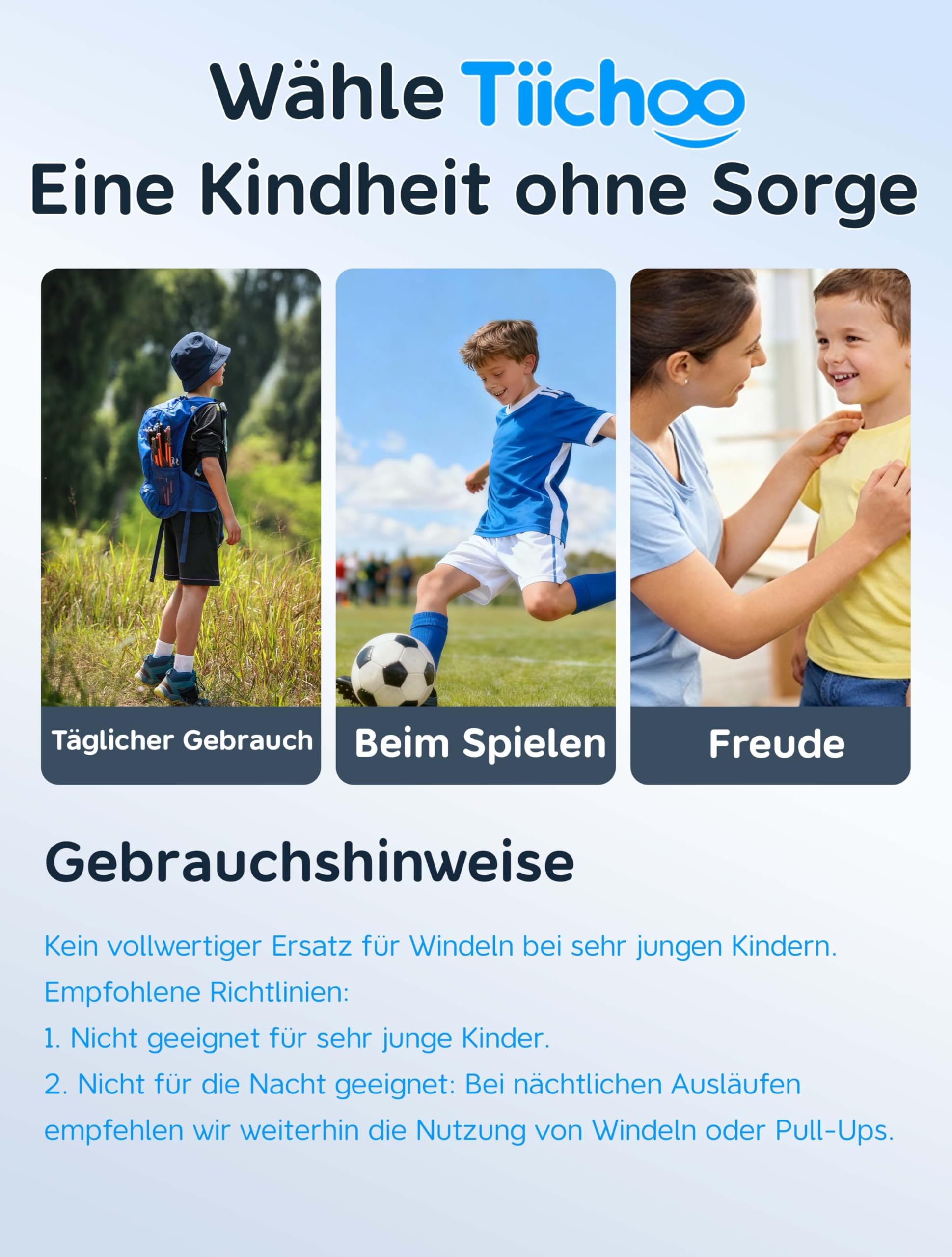 TIICHOO Inkontinenzslip Kinder Waschbare Baumwoll Saugfähigkeit Inkontinenz Unterwäsche Jungen 5er Pack
