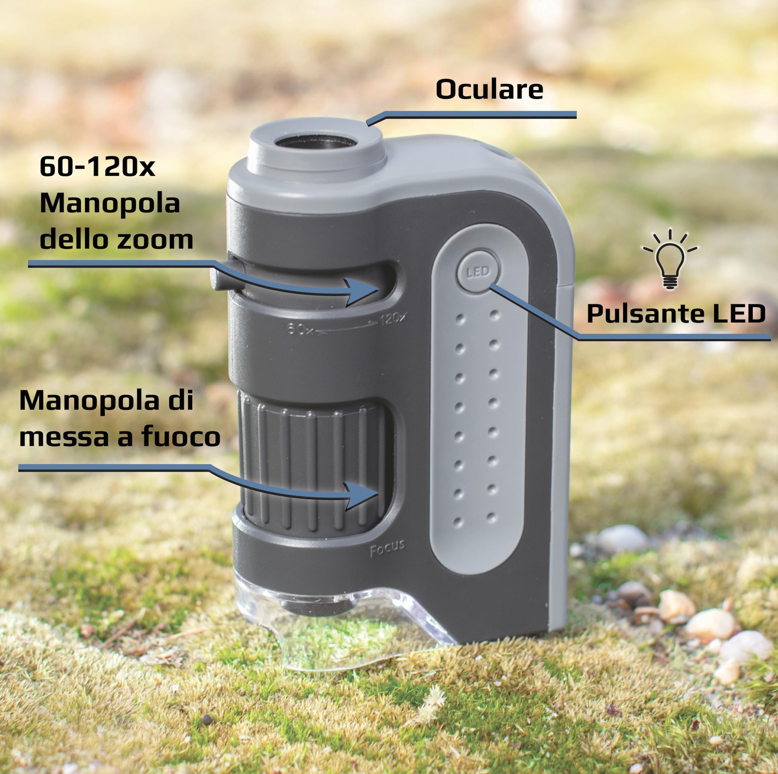 Carson MicroBrite Plus Microscopio Tascabile 60-120x con LED, Lenti Asferiche, Design Portatile e Compatto, Perfetto per Esplorazioni Scientifiche, Hobby e Studio,, Set da 4 (MM-300MU)