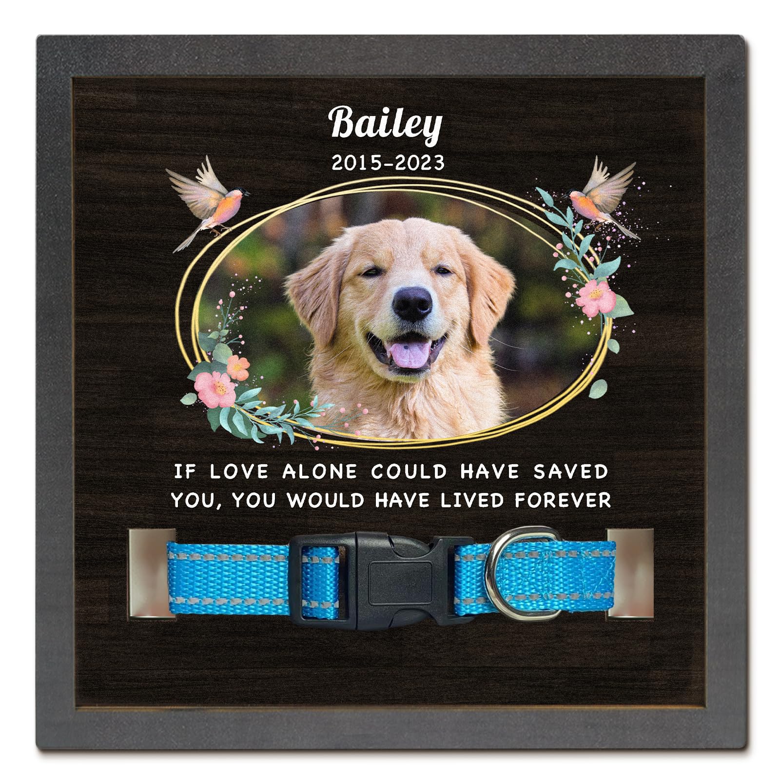 PUREFLY Pet Memorial Gifts Personalized Picture Frame for Loss of Dog, in Memory of Dog Passing Away Sympathy Gifts, Cat Memorial- Fits 3 Collar